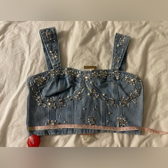 PatBo Hand-beaded Denim Top NWT - Picture 6 of 16